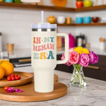 Memaw Cup Tumblers Gifts.40oz In My Memaw Era Tumbler with Handle.Memaw Gift.Memaw Cups.Memaw Tumbler.40oz Birthday Christmas Mothers Day Gifts for Memaw.