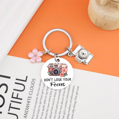 Photographer Gifts for Women Camera Keychain Cool Gifts for Photographers Camera Lovers Unique Birthday Christmas Valentines Day Gift for Her Photography Accessories Don't Lose Your Focus