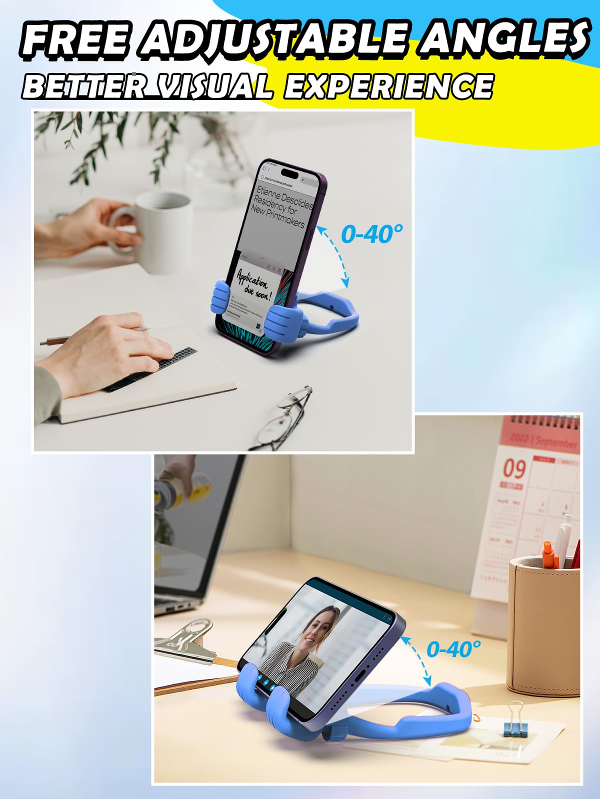 Teen Boys Gifts for Men Adults Fathers Day Cell Phone Stand: UPGRADE Gifts for Kids Son Adjustable Lazy Thumbs Up Phone Holder for Desk Cool Gadgets Fun Gifts ideas for Him Husband Stocking Stuffers