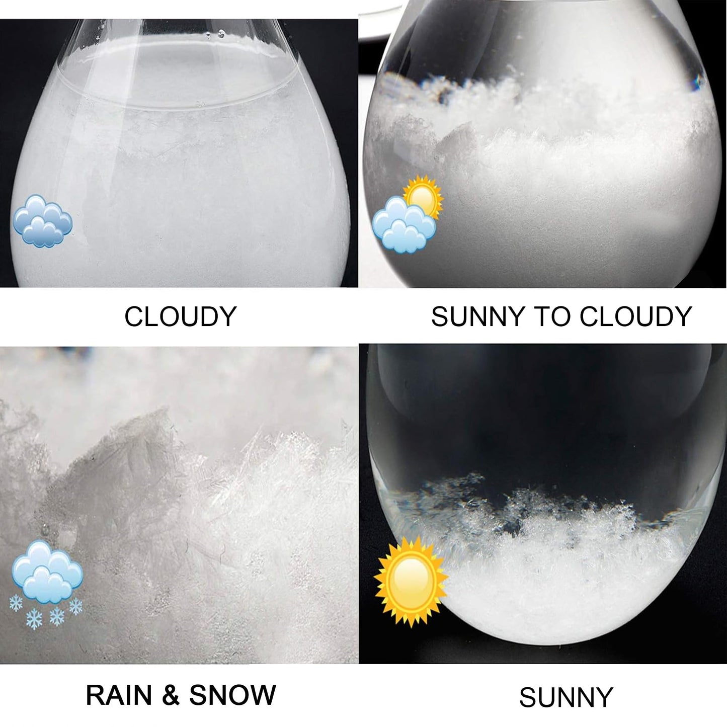 Storm Glass Weather Predictor - Weather Forecaster Station with Wooden Base for Home and Office Decor, Snow Globe Barometer, Creative Christmas Birthday Gifts for Him, Her