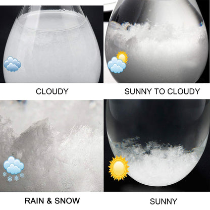 Storm Glass Weather Predictor - Weather Forecaster Station with Wooden Base for Home and Office Decor, Snow Globe Barometer, Creative Christmas Birthday Gifts for Him, Her