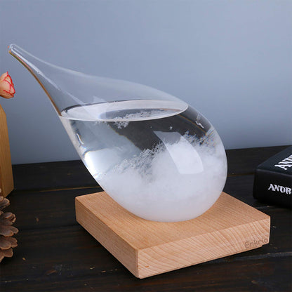Storm Glass Weather Predictor, Barometer Bottle with Wood Base for Home & Office Decoration - Weather Station (Medium)