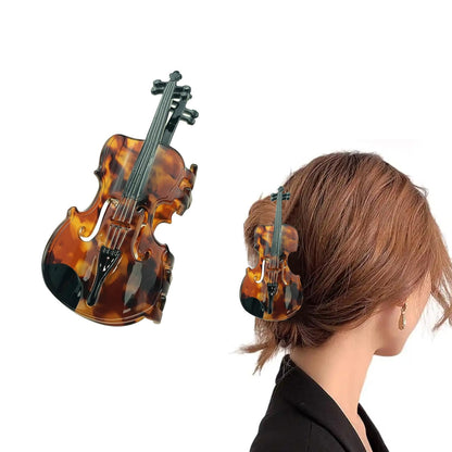 Funny Violin Hair Clip,Novelty Acetate Claw Clips for Women,Music Instrument Tortoiseshell Jaw Clip Barrettes,Elegant Decorative Hair Barrette Accessories,Birthday Holiday Gifts
