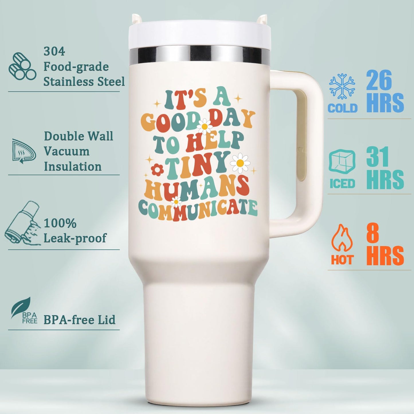 Lifecapido Speech Pathologist Gifts, SLP 40oz Tumbler with Keychain, Birthday Christmas Speech Therapy SLP Gifts for Speech Language Pathologist, Creamy