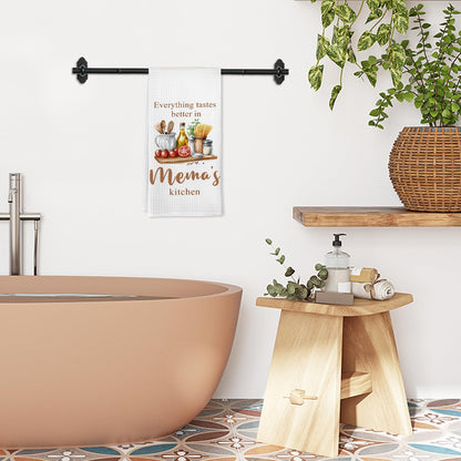 Mema Gifts Kitchen Towels, Grandma Gifts for Mothers Day Birthday, Everything Tastes Better in Mema's Kitchen Decorative Hand Dish Tea Towels, Housewarming New Home Gift for Grandma,16x24