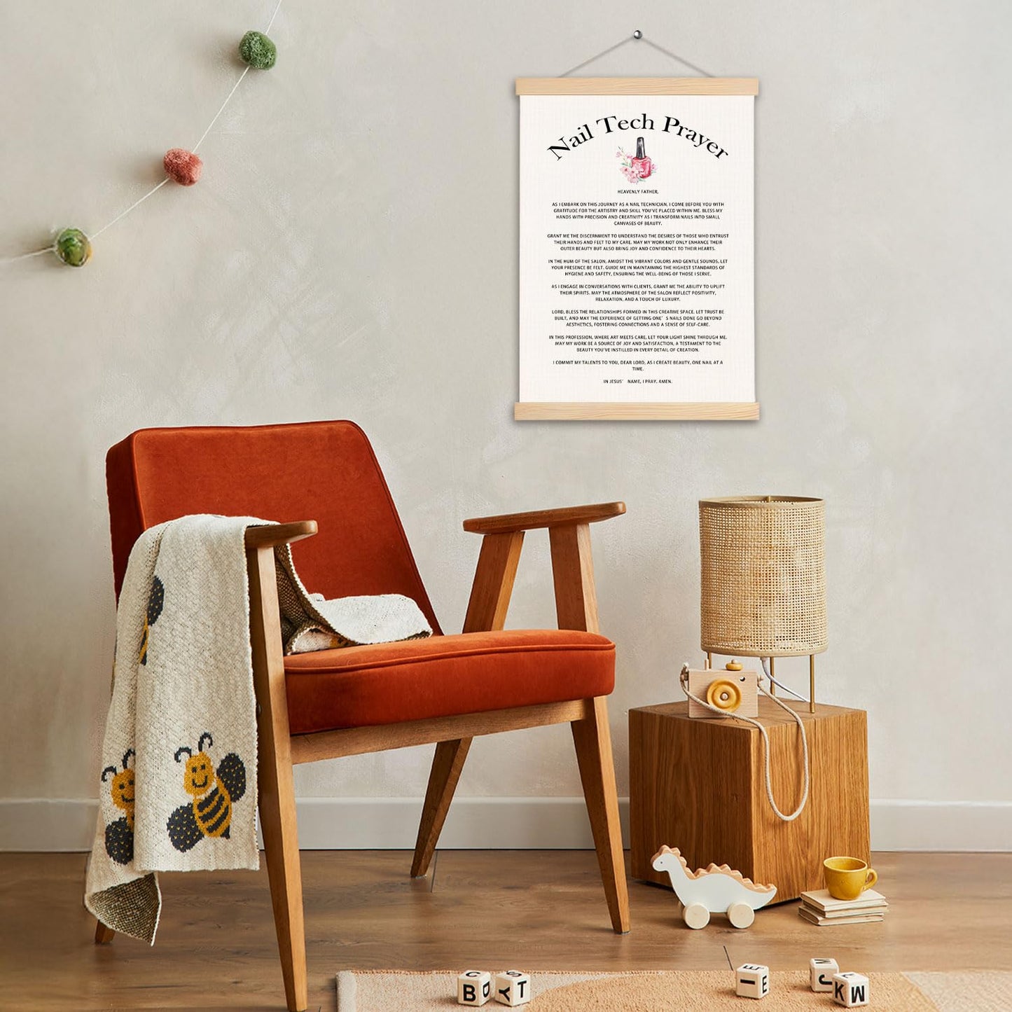pouep Nail Tech Prayer Wooden Poster Hanger Frame 12.5x17 Inch,Appreciation Gift For Nail Techs,Nail Tech Gifts,Nail Tech Gifts For Woman