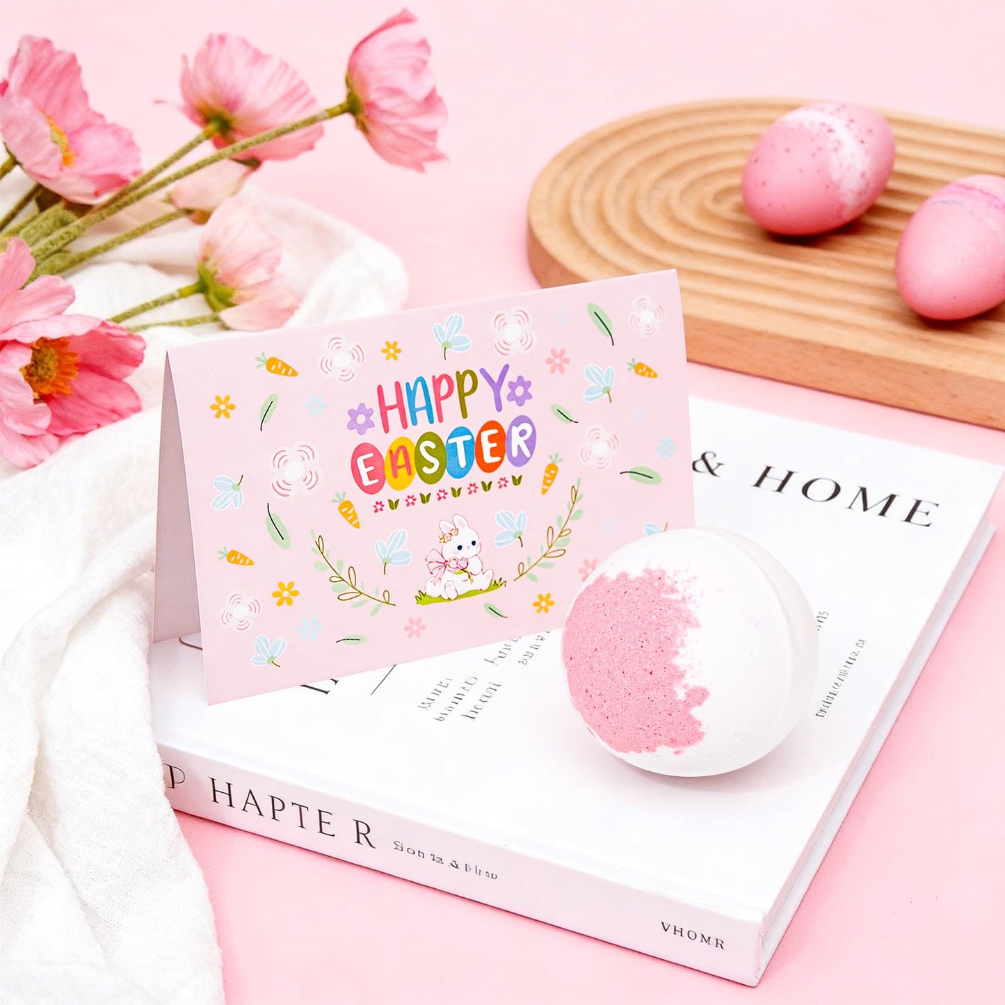 Honxicur Easter Gifts Set for Women Sister Teens Adults Stuff, Easter Basket Stuffers with 16oz Glass Cup, Scented Candles, Headband & Socks, Self Care Gifts for Women