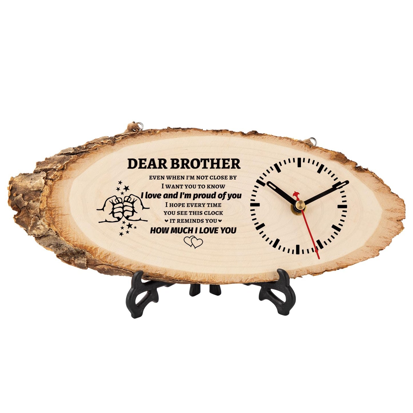 BeauGift Gifts for Brother, Wooden Clock Gift for Brothers from Sister Men Friend,Brothers Birthday Present for Brother in Law to My Brother
