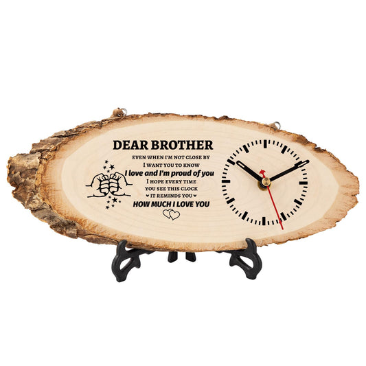 BeauGift Gifts for Brother, Wooden Clock Gift for Brothers from Sister Men Friend,Brothers Birthday Present for Brother in Law to My Brother