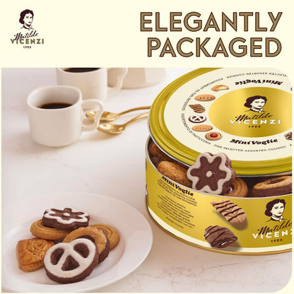 Matilde Vicenzi Minivoglie Butter Cookies Tin - Italian Pastry Assortment, Traditional Holiday Cookie Gift for Father's Day, Teacher Appreciation, Birthday - 500 g