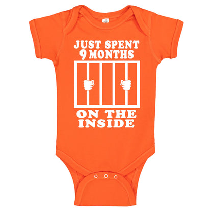 Reaxion Funny Cute Baby Boy Girl Handmade Clothes Infant Just Spent 9 Months On The Inside Bodysuits
