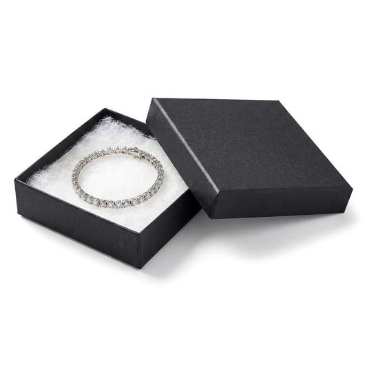 TheDisplayGuys - 25-Pack #33 Cotton Filled Cardboard Paper Jewelry Boxes Gift Case - Matte Black (3.5" x 3.5" x 1.0") - for Shipping or Storage