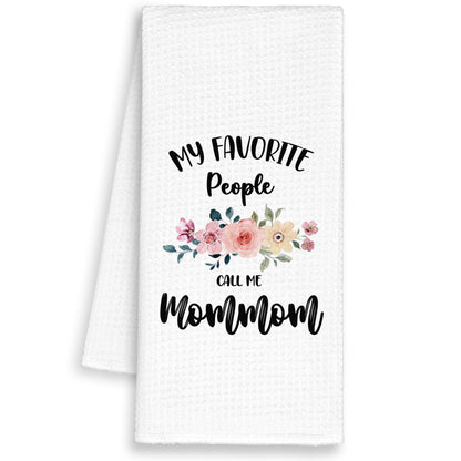 Mommom Grandma Kitchen Towels, My Favorite People Call Me Mommom Gifts for Grandma Birthday Christmas Mother's Day Mom,Floral Hand Towels Decor for Bathroom,Rustic Dish Tea Towel Home 16x24in