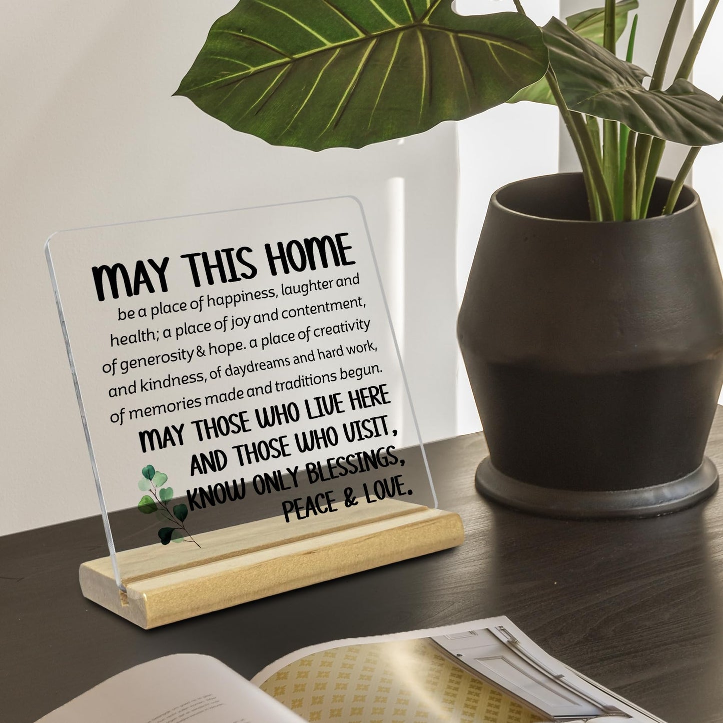 House Warming Gifts New Home for Women,Men,May This Home Acrylic Desk Docor Plaque,Inspirational Christian Desk Sign