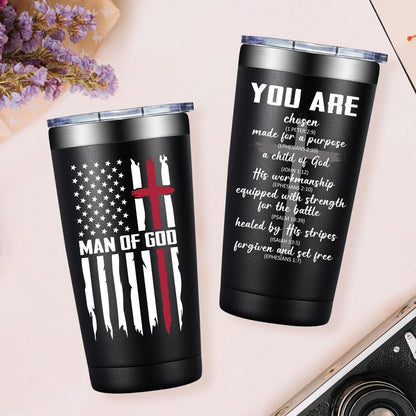 Grifarny Christian Gifts for Men - Catholic Gifts - Religious, Inspirational Scripture, Easter, Baptism Gift for Spiritual Men, Man of God Coffee Tumbler 20 oz