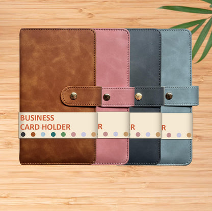 Leather Professional Business Card Holder Book Organizer, 240 Card Slots Capacity Booklet, Premium PU Name Cards Storage Folder with Soft Cover, Credit Card Binder Holder for Men/Women (Brown)