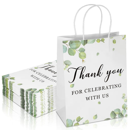 30 Pieces Wedding Welcome Bags Bulk with Handles,Thank You for Celebrating with Us,Wedding Favor Gift Bags for Guests Birthday Baby Shower Favors Supplies,8 x 4 x 10 Inch