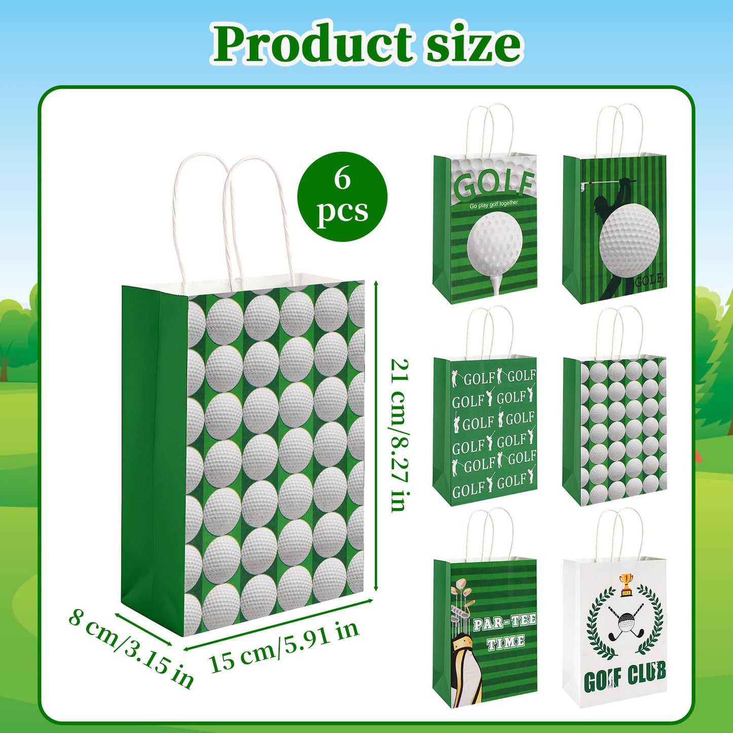 Golf Party Favor Bags - Golf Themed Goodie Bags with Handles for Birthday Decorations, Golfs Gift Bags, Golfs Theme Birthday Goody Paper Bags for Men Women Sports Events Party Favor Supplies