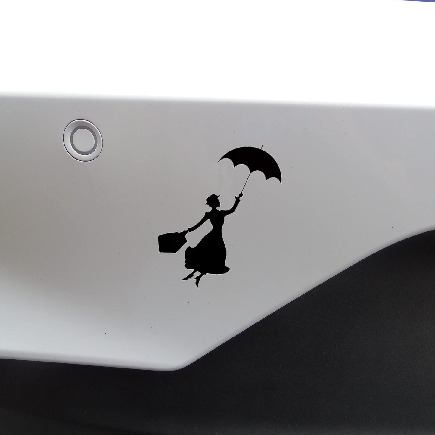 Pack of 6 Flying Nanny Silhouette Waterproof Decal - Use On, Car Bumper Sticker, Light Switch Laptops, Water Bottles, Scrapbooking (Small, Black)