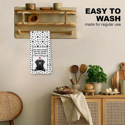 Funny Black Labrador Retriever Kitchen Towels, Black Lab Gifts, Gifts for Labrador Dog Lovers Dish Tea Towels for Kitchen Decor, Every Meal You Make Towel, 16x24 Inches