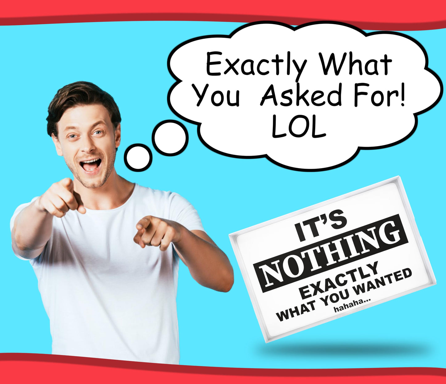 Jergrim Nothing Gift Box, Funny Gag Gifts, Great for White Elephant, Gifts for Men, Women, Christmas Secret Santa. Prank for Person, Husband, Boyfriend or Friend who has Everything or Want Nothing
