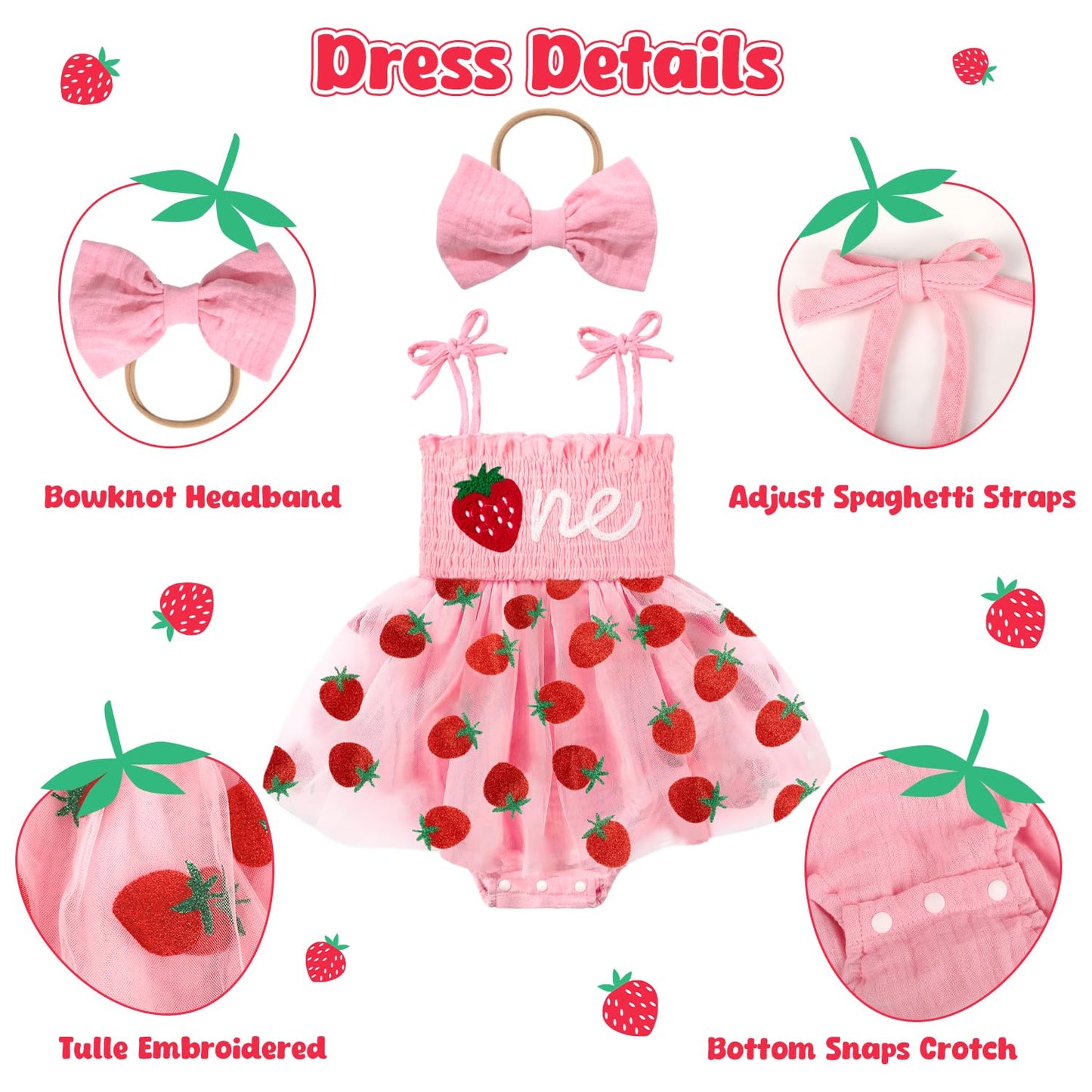 HONGTEYA Baby Girl 1st Birthday Outfit Girl First Birthday Clothes One Year Old Gifts Romper Tulle Summer Newborn Dress