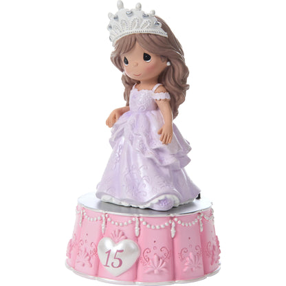 Precious Moments 252104 La Quinceañera Recordable Musical Figurine, 15th Birthday Girl in Lavender Dress with Tiara, Recordable Resin Keepsake Gift for Daughter or Granddaughter