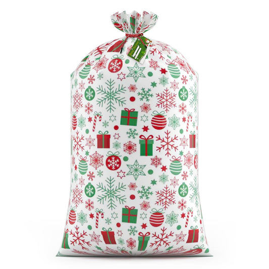 M-sorflly Extra Large Christmas Gift Bags for Presents, 1Pcs 60×36inch Jumbo Christmas Gift Bags, Xmas Oversized Giant Gift Bag for Huge Gifts Bicycle, Bike and Dolls with Tags（White）