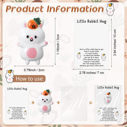 XunYee 18 Sets Pocket Hug Positive Resin Bunny Animal Tokens with Encouragement Cards, Small Gifts Bulk for Coworkers Employee Teacher Adults Party Favors, Emotional Support Stress Relief Gifts