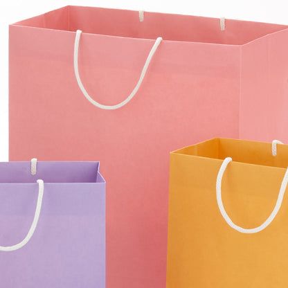 Hallmark Recyclable Gift Bag Assortment (8 Bags: 3 Small 6", 3 Medium 9", 2 Large 13") Pastel Blue, Pink, Yellow, Purple, Orange, Green for Birthdays, Easter, Baby Gifts, Bridal Showers