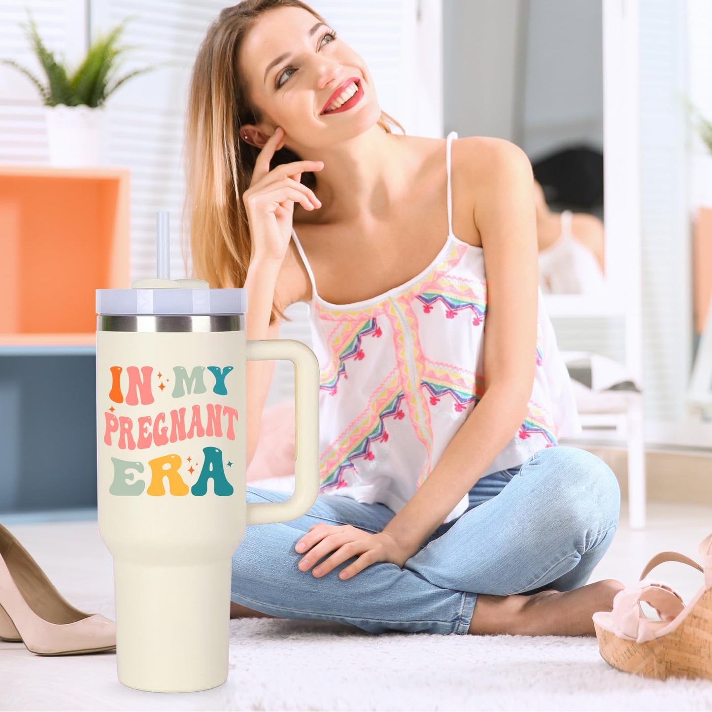 momocici Pregnancy Cup Tumblers Gifts.40oz In My Pregnant Era Tumbler with Handle.Pregnancy Gift.Pregnancy Cups.Pregnancy Tumbler.40oz mom to be New Mom First Time Mom Gifts for Pregnant Women.