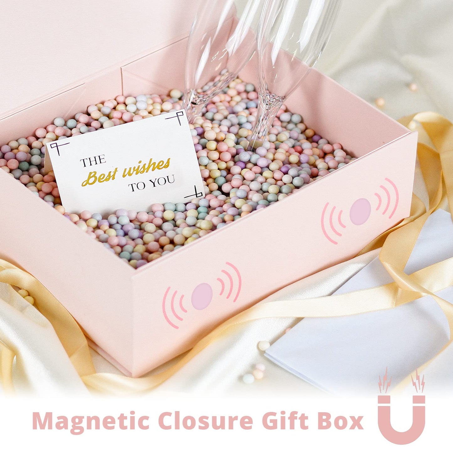 Luxury Large Gift Box 13.8"x9"x4.3" Storage Box Ribbon Magnetic Closure for Luxury Packaging Box for Mother's Day, Birthdays, Bridal Gifts,Weddings