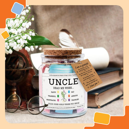NewEleven Fathers Day Gift For Uncle - Birthday Gifts For Uncle, Funcle - Meaningful Present, Inspirational Gift For Uncles From Newphew, Niece, Kids - Bible Verse Jar