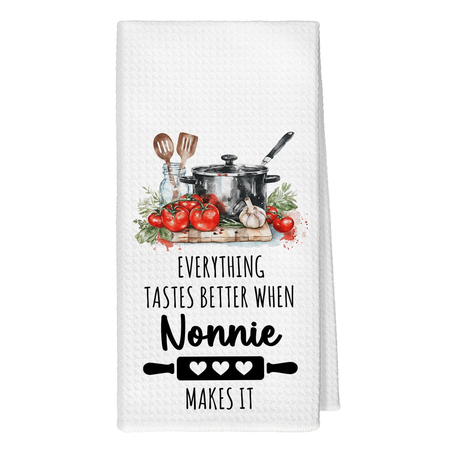 Nonnie Gifts for Grandma Kitchen Towels, Grandma Gifts from Grandkids Hand Towels, Everything Tastes Better When Nonnie Makes It Towel for Kitchen Bathroom Decorative, 16x24 Inch