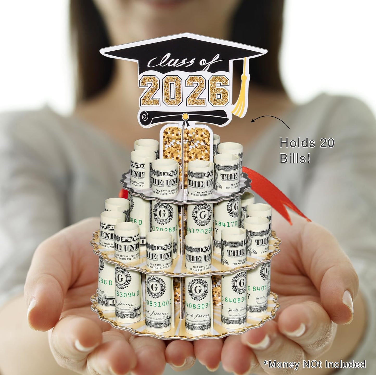 Graduation Money Holder for Cash Gift, 2026 Graduation Gifts Money Holder Leis Cash Cake for Congrats Class of 2026 Graduation Party Supplies (1 pcs)