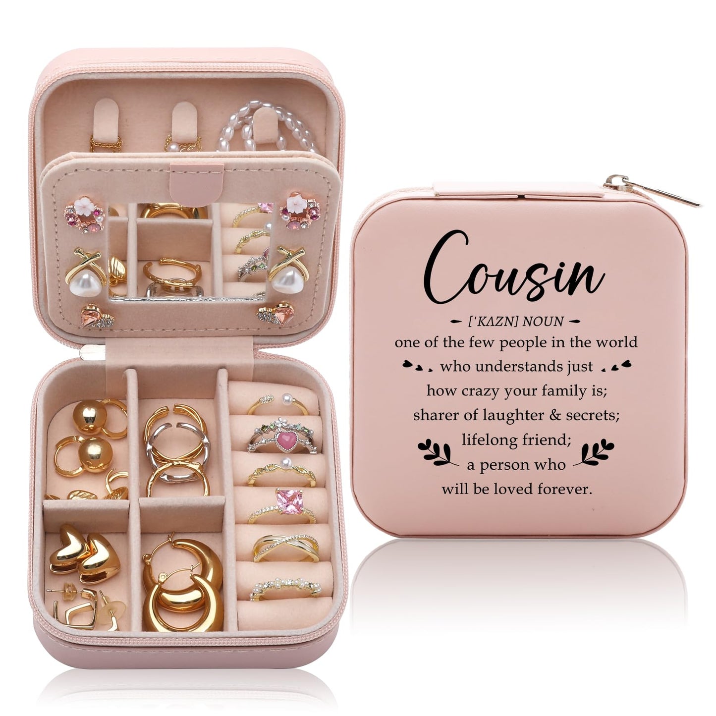 Cousin Gifts for Women Jewelry Box, Cousin Birthday Gifts For Cousins Female, Best Cousins Graduation Wedding Gift for Women Jewelry Case
