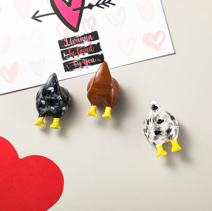 Bonuci 3 Pcs Chicken Butt Magnet Fun Refrigerator Magnets Farm Animal Butt Magnets Chicken Gift Decorations Funny Refrigerator Photo for Home and Office Decor Animal Lover Gift