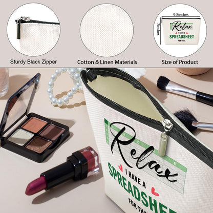 Accountant Gifts Funny Makeup Bag Excel Gifts Office Accessories Supplies Humor Office Gifts for Women Coworker Accountant CPA Birthday Graduation Boss Day Cosmetic Bags Travel Toiletry Bag