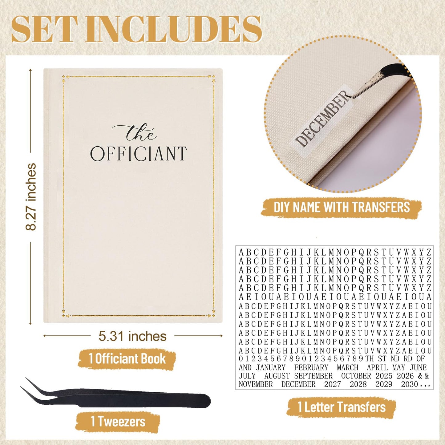 Engrowtic Wedding Officiant Book Personalized Linen Hardcover Journal with Name Sticker, 160 Lined Pages, 5.31 x 8.27 in A5 Notebook, Pastor Minister Sermon Officiant Gift for Wedding Ceremony