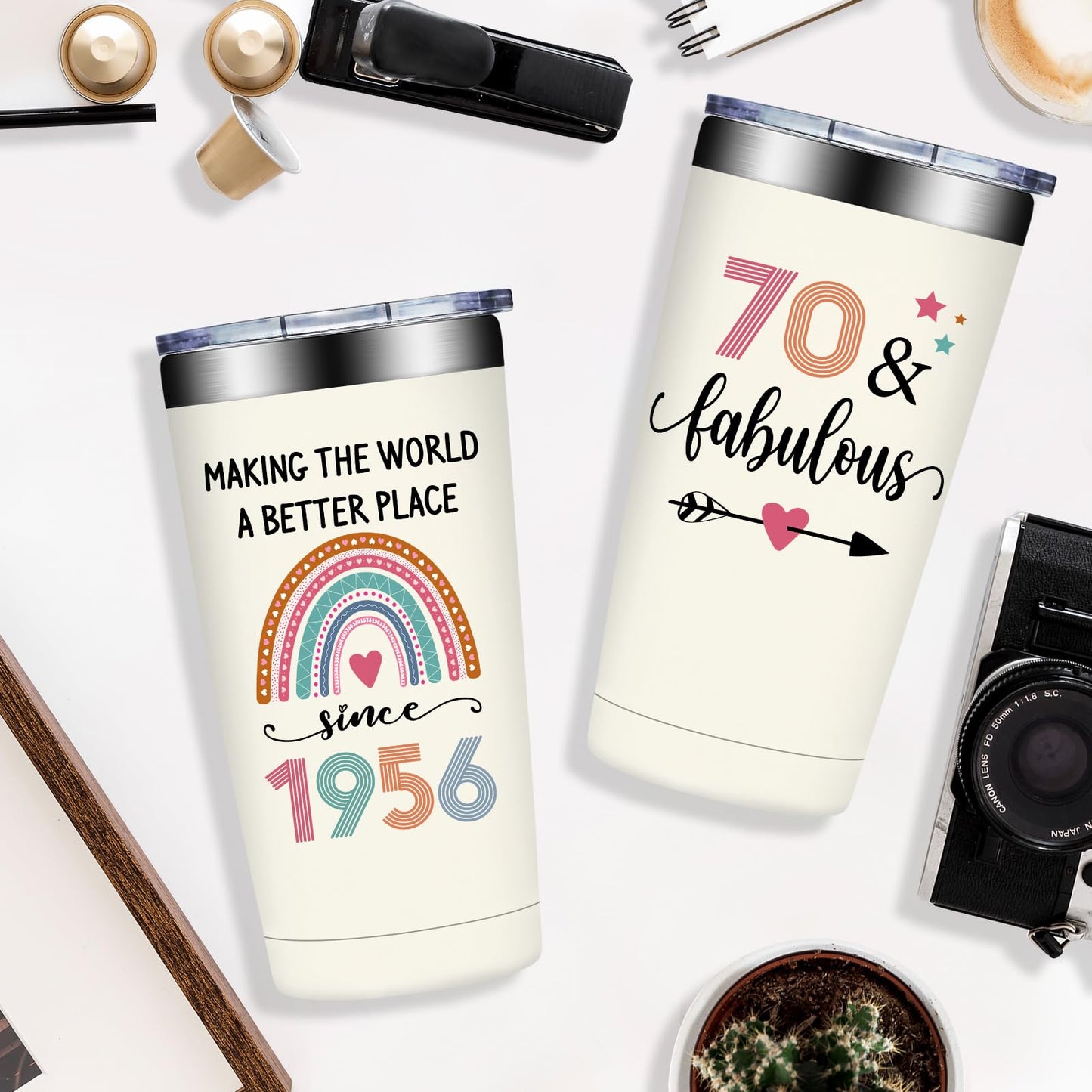 70th Birthday Gifts for Women - 1956 70th Birthday Decorations for Her - Turning 70 Year Old Gifts for Women - 70 Fabulous Tumbler 20 oz