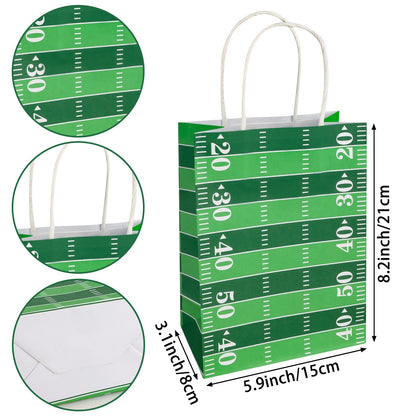 Hxezoc 12 Pieces Football Gift Bags with Handle, Football Field Paper Treat Candy Bag Sport Favor Bags for Football Theme Birthday Party Decoration Supplies