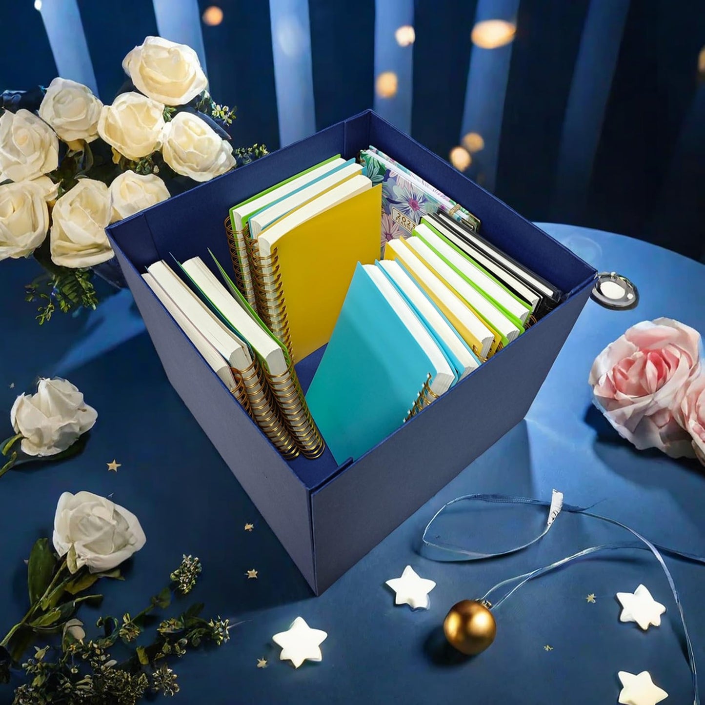 YINUOYOUJIA Large Gift Box 12x12x10 Inches,Blue Gift Boxes for Presents,Birthday Box,for Packaging,Valentine's Day,Mother's Day,Christmas,Anniversaries,Family or Business.