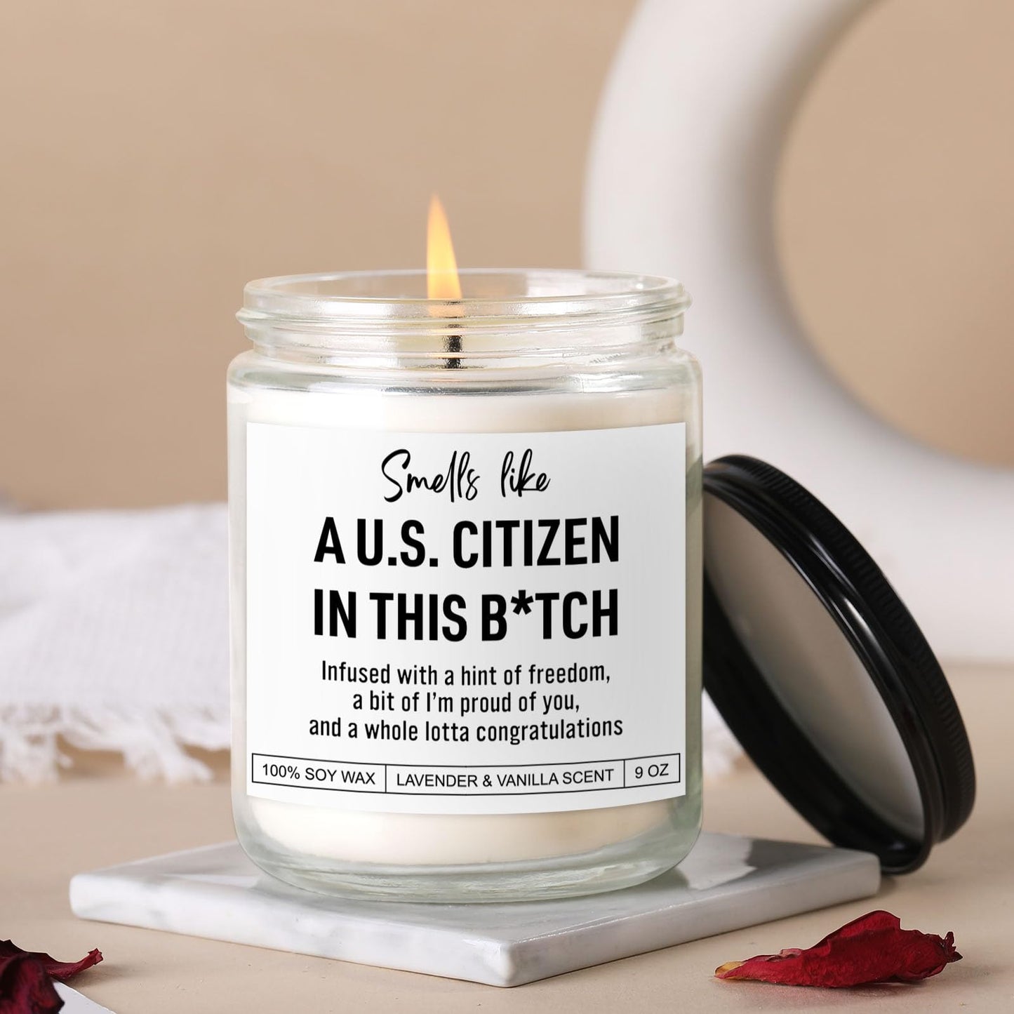Scented Candle, US Citizenship Gifts, New American Citizen Gifts, Proud to Be an American, Citizenship Party Decorations, Congratulations Presents for New Citizens