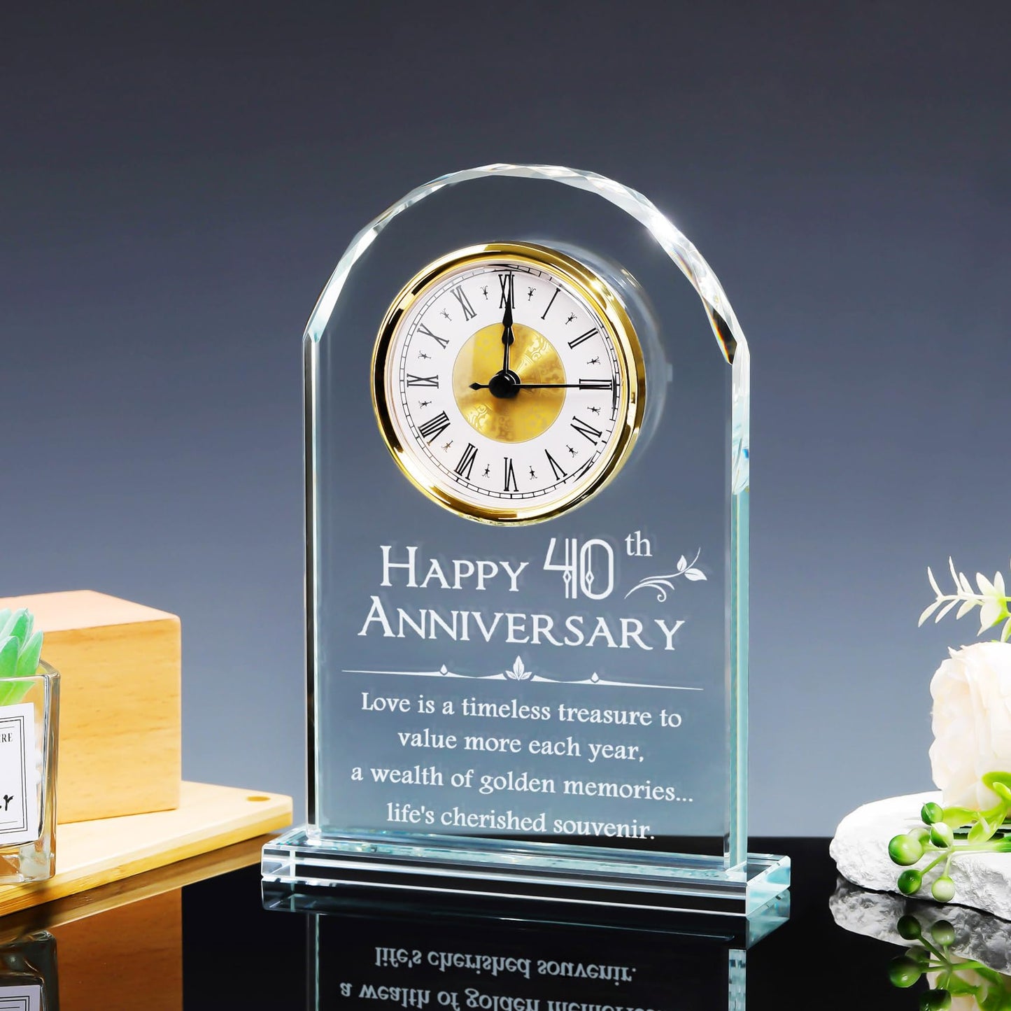 YWHL 40th Wedding Anniversary Clock Gifts for Husband Wife, Happy 40th Anniversary Clock for Parents, 40 Year Anniversary Surprise Gifts for Couple (Battery not Included)