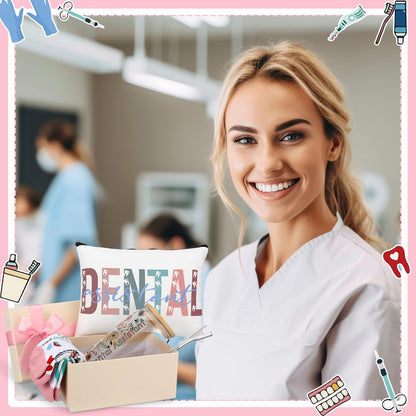 Skylety 5 Pcs Dental Assistant Gifts Women Dentist Gift 16oz Cup Socks Cosmetic Bag Badge Holder Dental Hygienist Appreciation Gift Box for Dentals Assistant Accessories Birthday Graduation