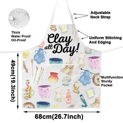 WZMPA Pottery Maker Apron Ceramic Artist Gift Clay All Day Adjustable Apron With Pockets For Pottery Teacher Student