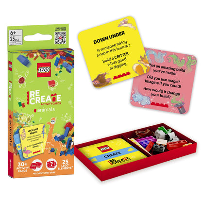 LEGO Recreate Activity Cards – Animals | Creative Building Game with 30+ Activity Cards & 25 LEGO Elements | Ages 6+