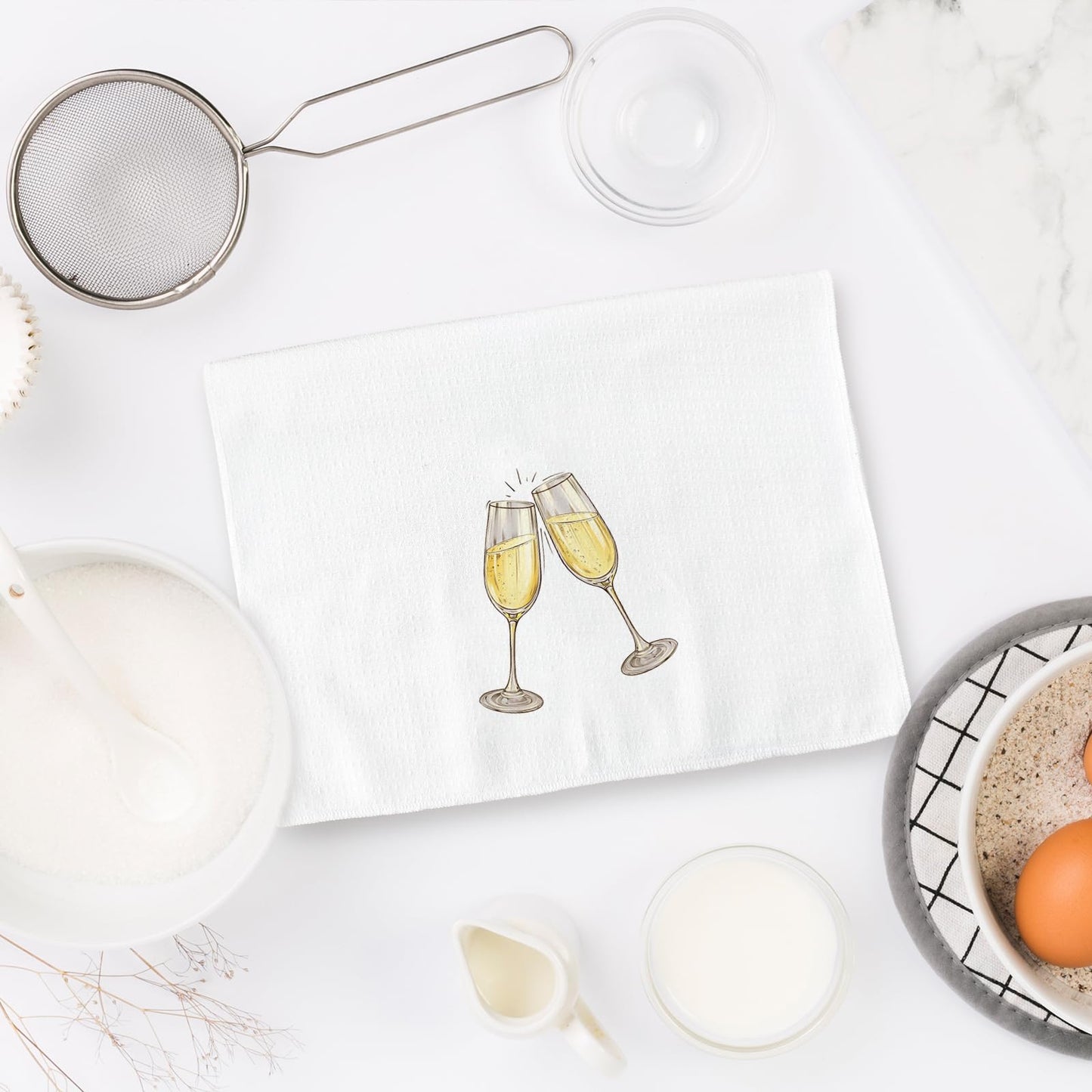 Champagne Decor Kitchen Towels, Champagne Home Bar Dish Towels, ChampagneFlute Themed Decorative Hand Towels for Kitchen Home Bars, ChampagneLover Gift HomeBar Kitchens Decor(16x24 Inch)