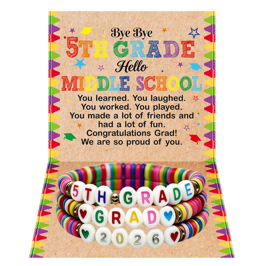 5TH Grade Graduation Bracelet Gifts for Girls Her, 5TH Grade Graduation Decorations 2026, Last Day of 5th Grade Elementary School Graduation Gifts, Bye Bye 5th Grade End of School Year Gift