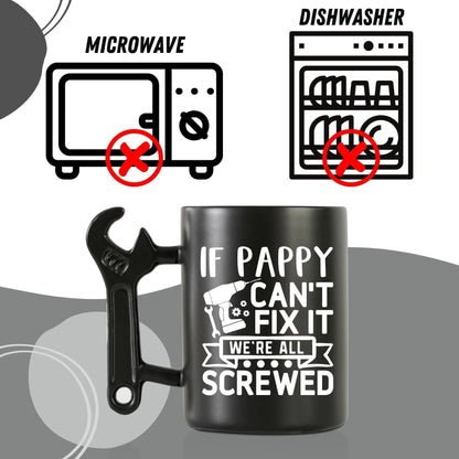 Onebttl Pappy Gifts for Fathers Day, Christmas, Coffee Mug with Wrench Handle, 13.5oz/400ml Funny Mug for Grandpa